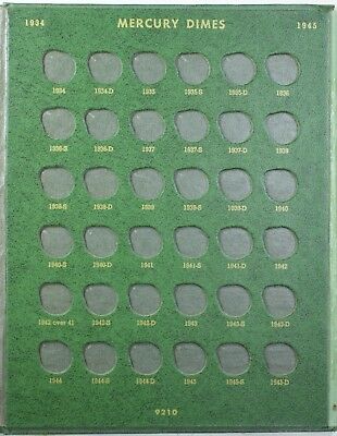 1916-1965 Used Empty Green Whitman Mercury-Roosevelt Dime Coin Album No.9210 (E)