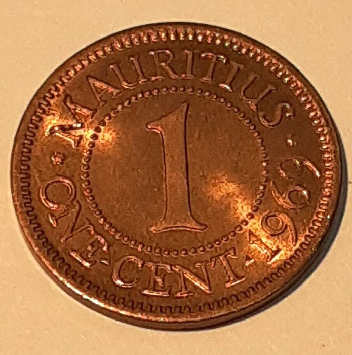 1969 Mauritius 1 Cent Bronze Coins of Queen Elizabeth II - Roll of 30 BU Coins