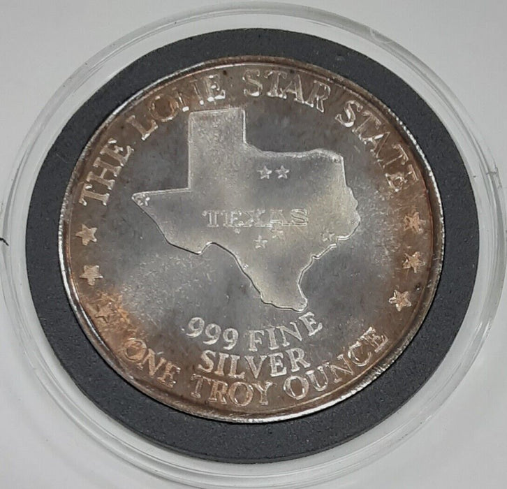 1986 Texas Sesquicentennial 1 Troy Oz .999 Fine Silver Round w/Nice Toning