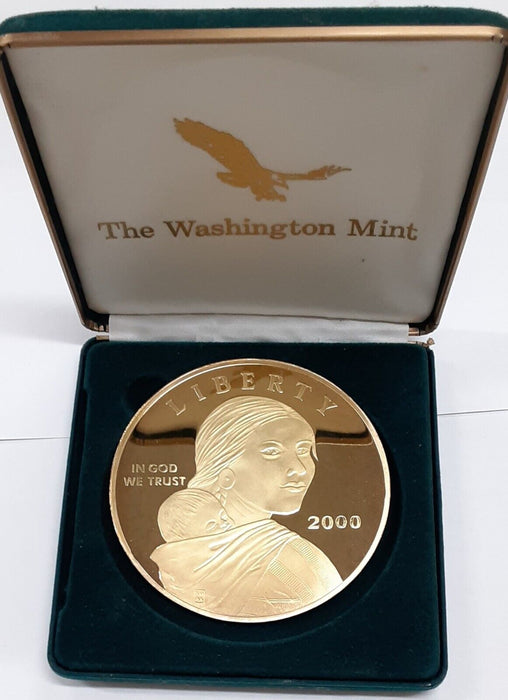 Washington Mint 2000 4 Troy OZ Silver Gold Plated Sacagawea Rd W/Box & Capsule