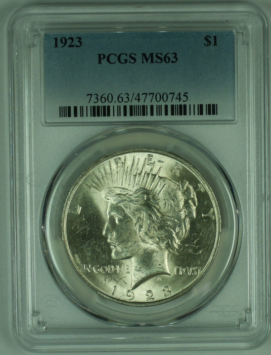 1923 Peace Silver $1 Dollar Coin PCGS MS 63 (4) E