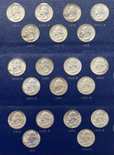 1932-1964 Washington Silver Quarter Collection Lot of 81 Coins-In Whitman Album