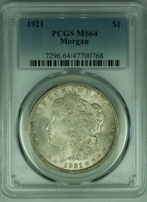 1921 Morgan Silver $1 Dollar Coin PCGS MS 64 (8) B