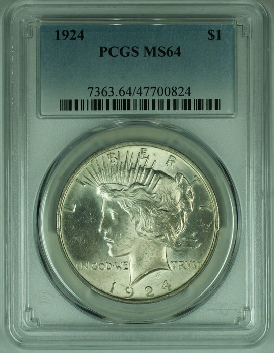 1924 Peace Silver $1 Dollar Coin PCGS MS 64 (17) B