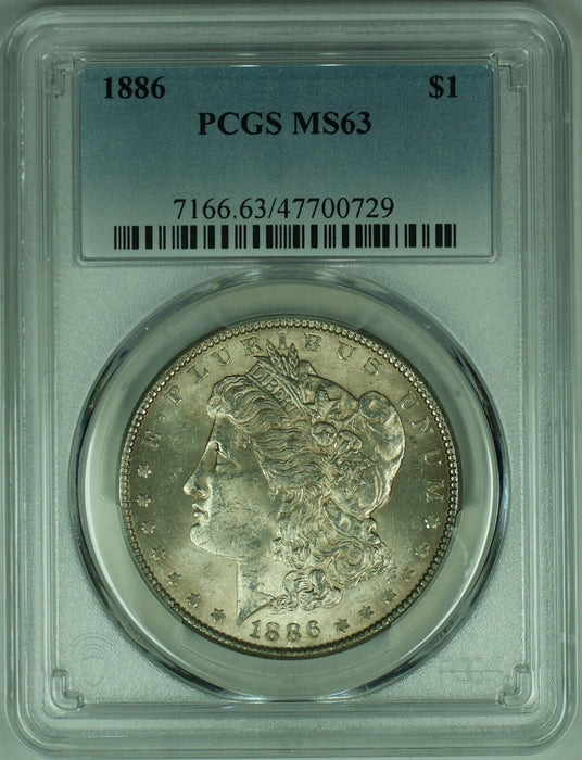1886 Morgan Silver $1 Dollar Toned Coin PCGS MS 63 (8)