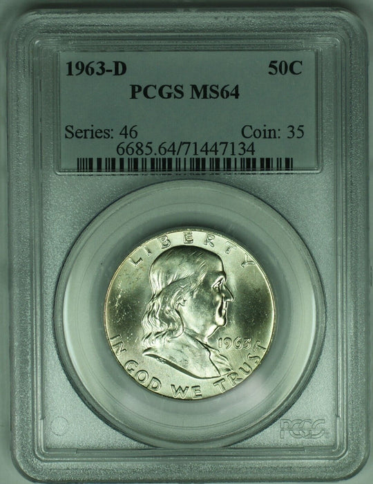 1963-D Franklin Half Dollar .50C PCGS MS 64 (18)