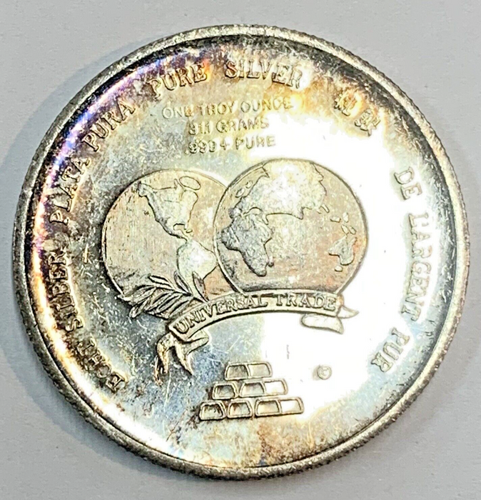 1974 Vintage Silver Bullion Exchange-Rainbow Tone-1 OZ .999 Silver Coin (C)