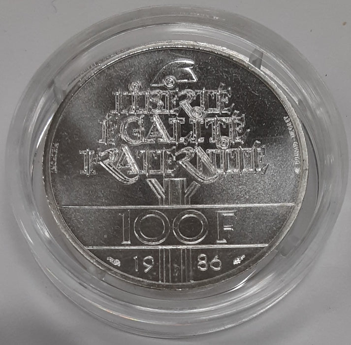 1986 100 Franc Republic of France Silver Piedfort Statue of Liberty Coin