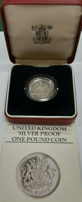 1983 UK One Pound Sterling Silver Proof Coin in OGP with COA