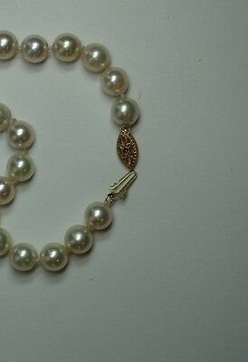 Ladies Cultured 7.5mm Pearl Bracelet 6.5 w/ 14K Gold Fish Hook Clasp