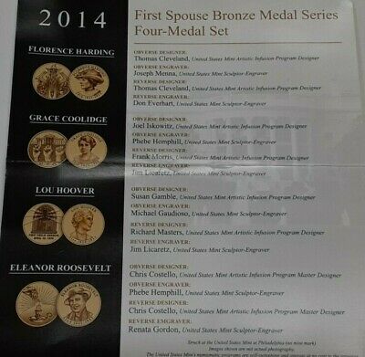 2014 First Spouse US Mint Bronze Medals 4 Piece Set in OGP W/COA