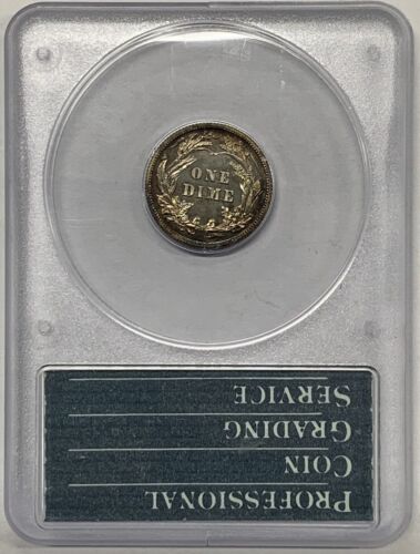 1915 Proof Barber Dime 10c Coin Toned PCGS Rattler PR 64 Looks Better