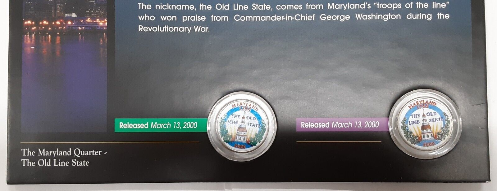 (2) 2000 Maryland Colorized State Quarter P&D-BU-w/Colorful Display Card