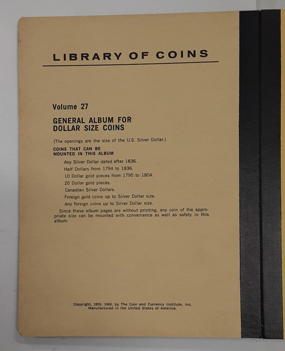 Empty Library Of Coins Album For Dollar Size Coins Vol. 27 - Used/See Photos