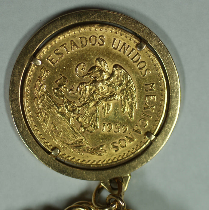 18K Rope Charm Bracelet w/ 6 Gold Coins Sovereign Austria Mexico Turkey 9.25"