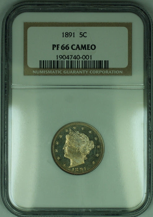 1891 Proof Liberty V Nickel NGC PR 66 Cameo