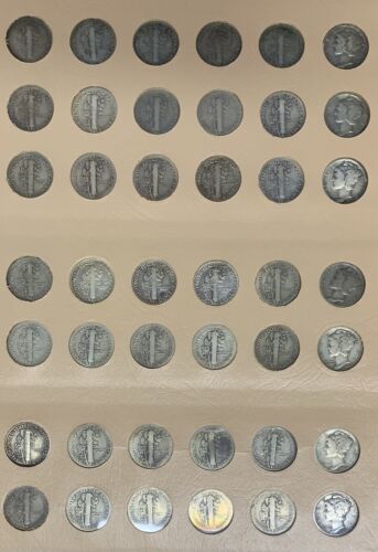 1916-1945 Mercury Dime 10c Coin Complete Set-In Dansco Album (1942/1 Included)