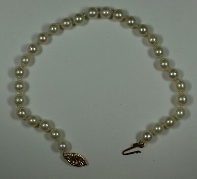 Ladies Cultured 5.5mm Pearl Bracelet 7.5 w/ 14K Gold Fish Hook Clasp