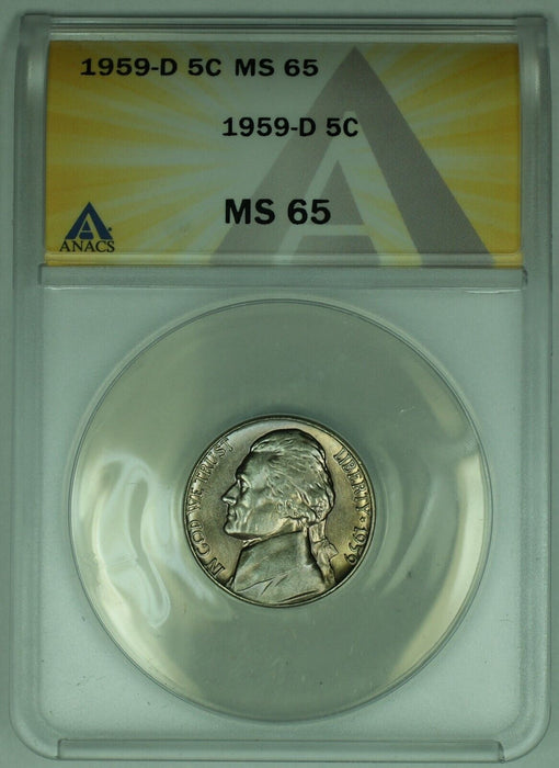 1959-D Jefferson Nickel Toned 5C ANACS MS 65 (52)