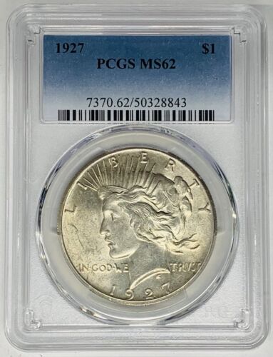1927 Peace Silver Dollar Coin PCGS MS 62 (40) A