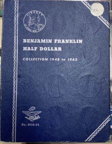 1948-1963 Franklin Half Dollar Coin Complete Set-In Whitman Folder (26)