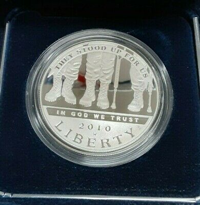 2010-W US Mint Disabled Veterans Commemorative Proof Silver Dollar Coin in OGP