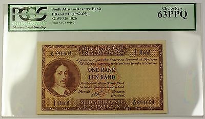 (1962-65) No Date South Africa 1 Rand Bank Note SCWPM# 102b PCGS Choice 63 PPQ
