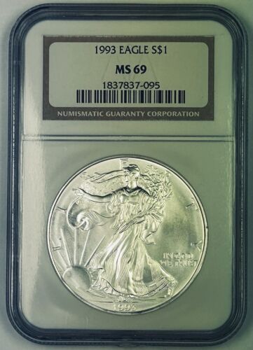 1993 American Silver $1 Eagle NGC MS 69 (X)