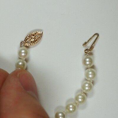 Ladies Cultured 6.5mm Pearl Bracelet 7.5 w/ 14K Gold Fish Hook Clasp