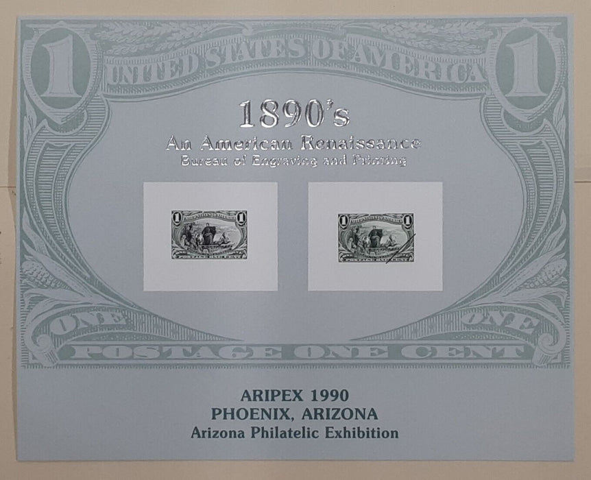 BEP Souvenir Card From Aripex 1990 - 1898 1¢ Trans Mississippi Issue (B 138)