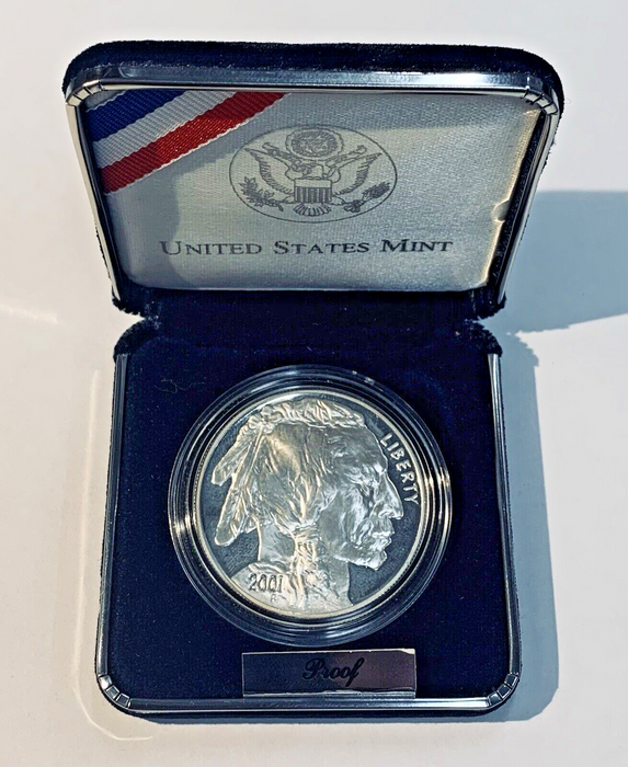 2001-P Proof Commemorative Buffalo Silver Dollar In Velvet Box