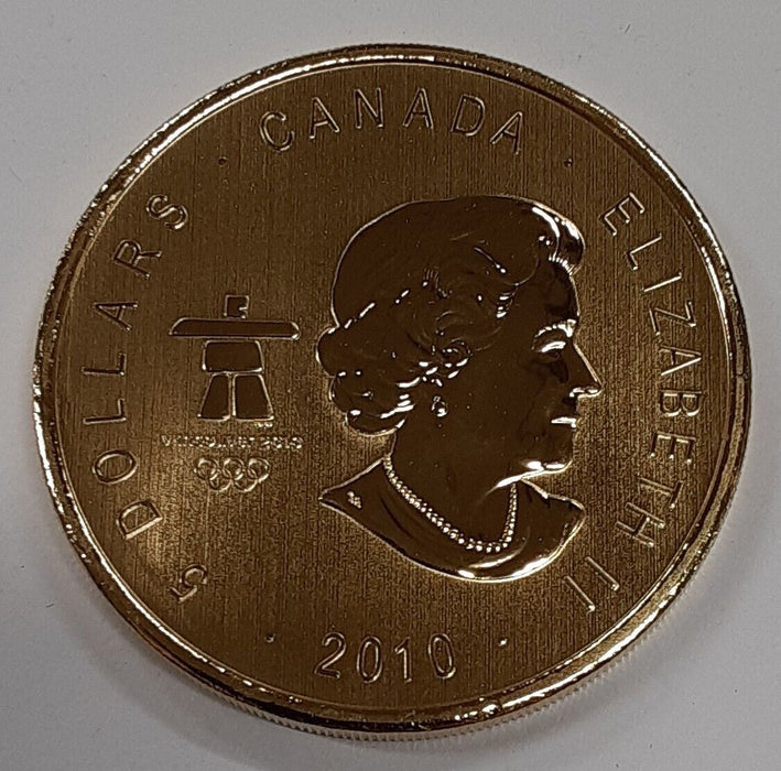 2010 Canada $5 Gold Plated Silver Coin- Hockey -2010 Vancouver Gem in Capsule