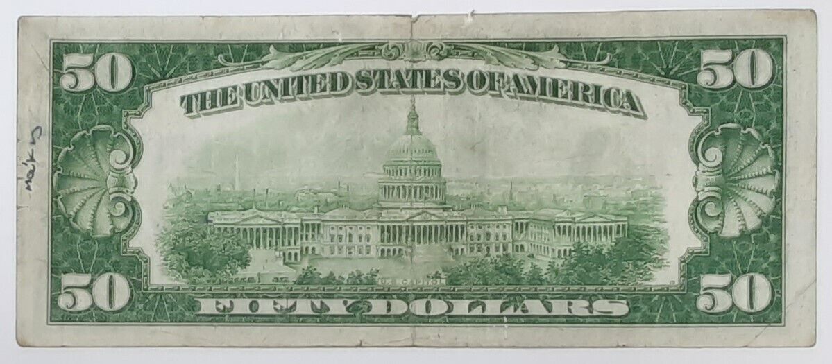 1928-A $50 Federal Reserve Note G-A Block Fr. 2101-G Fine WW