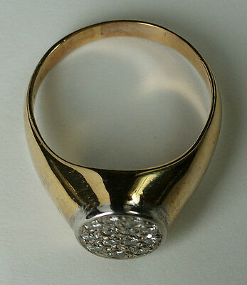 Men's 14K Solid Yellow Gold Diamond Cluster Ring .33CT SI2 H Color Size 8