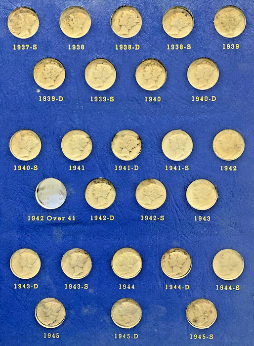 1916-1945 Mercury Silver Dime Complete Set-Whitman Deluxe Album (B)