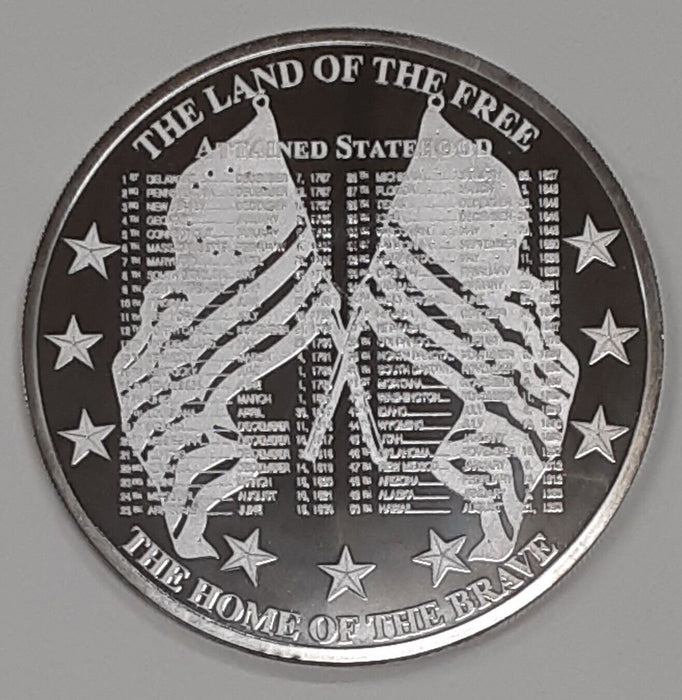 2000 6 Troy OZ .999 Fine Silver Round--Tribute To America W/Capsule & Case