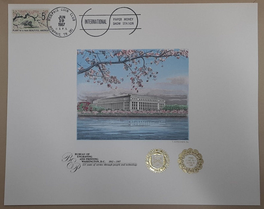 BEP 125th Souvenir Card - 1987 IPMS Cancelled Cherry Blossoms & BEP B-101D