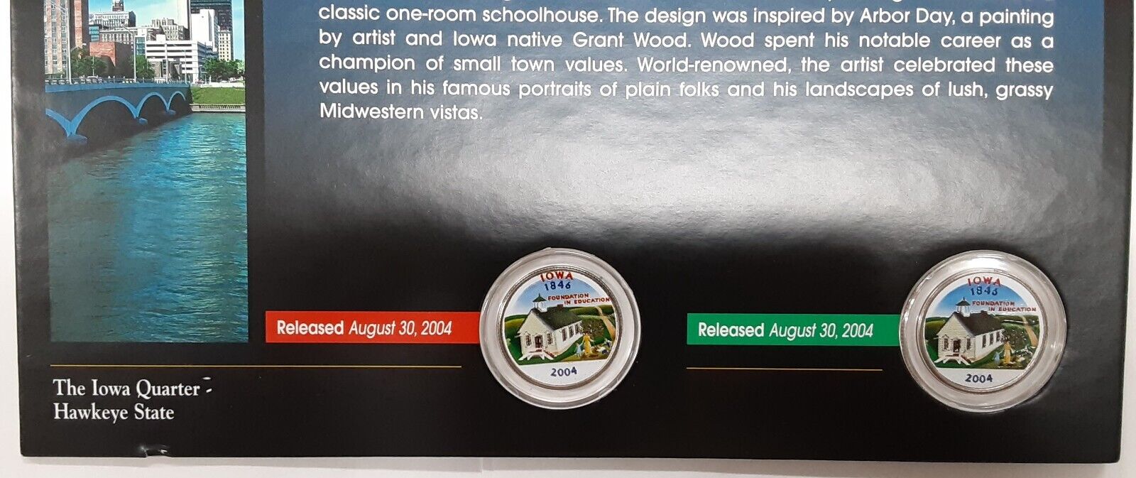 (2) 2004 Iowa Colorized State Quarter P&D-BU-w/Colorful Display Card