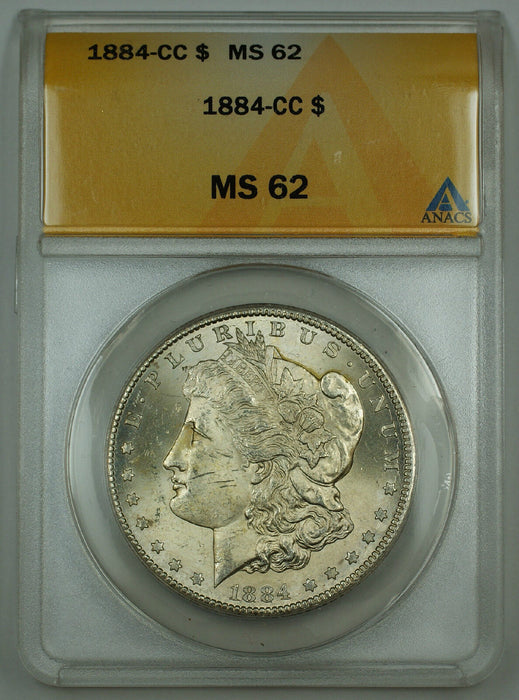 1884-CC Morgan Silver Dollar, ANACS MS-62, Nicely Toned