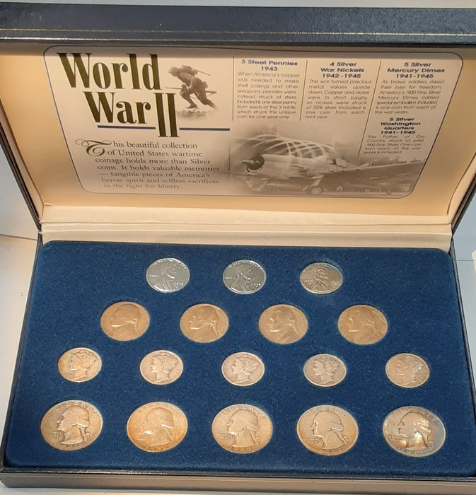 1941-45 World War II Coinage Steel Cents, War Nickels, Mercury Dimes Collection