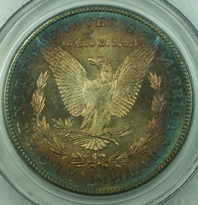 1881-S Morgan Silver $1 Dollar Coin Rainbow Tone PCGS MS 66 (JG)