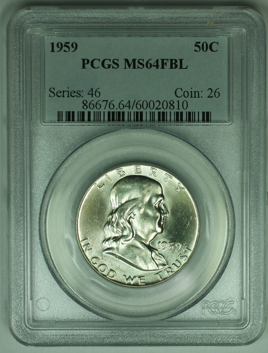 1959 Franklin Half Dollar .50C PCGS MS 64 FBL (18)