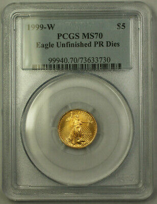 1999-W $5 Gold Eagle Coin AGE PCGS MS-70 Unfinished PR Dies Emergency Issue