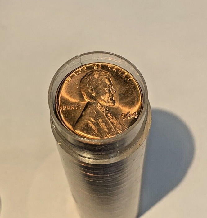 1964 Lincoln Memorial Penny BU/UNC Roll-50 Coins In Tubes/OBW