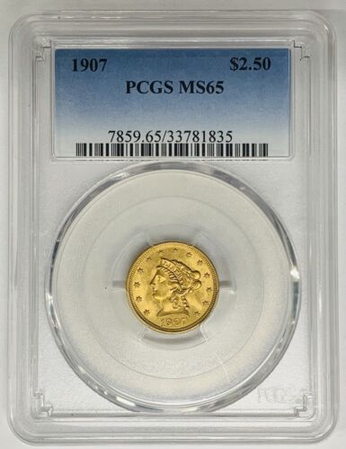 1907 $2.50 Liberty Head Quarter Eagle Gold Coin PCGS MS 65 (B)