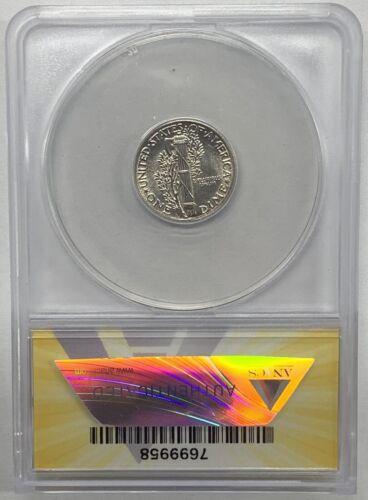 1927 Mercury Dime 10c Coin ANACS MS 60 Details Cleaned Looks Better
