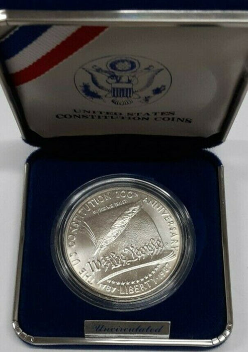 1987-P US Mint 200th Anniversary Constitution BU Silver $1 Coin