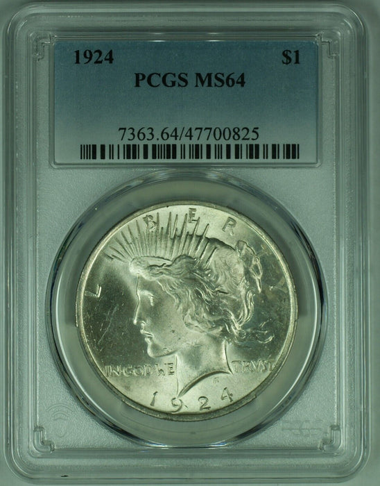 1924 Peace Silver $1 Dollar Coin PCGS MS 64 (17) C