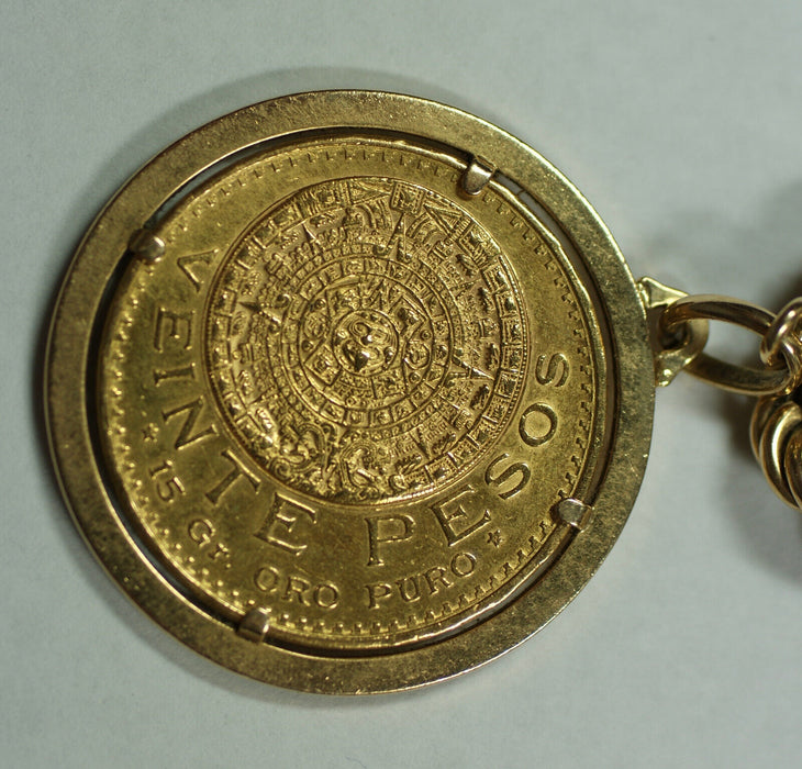 18K Rope Charm Bracelet w/ 6 Gold Coins Sovereign Austria Mexico Turkey 9.25"