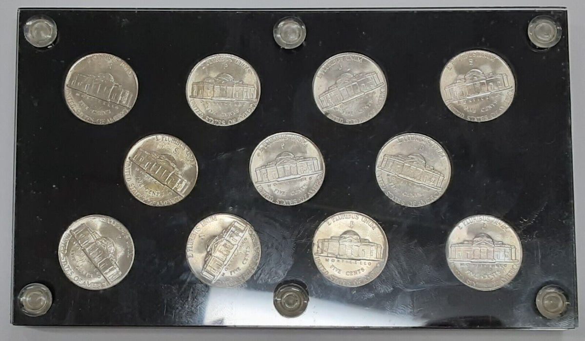 1942-1945 Silver War Nickel Set - 11 Coins Total in Capital Holder - BU